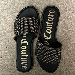 Juicy Couture Black & Gold Slides